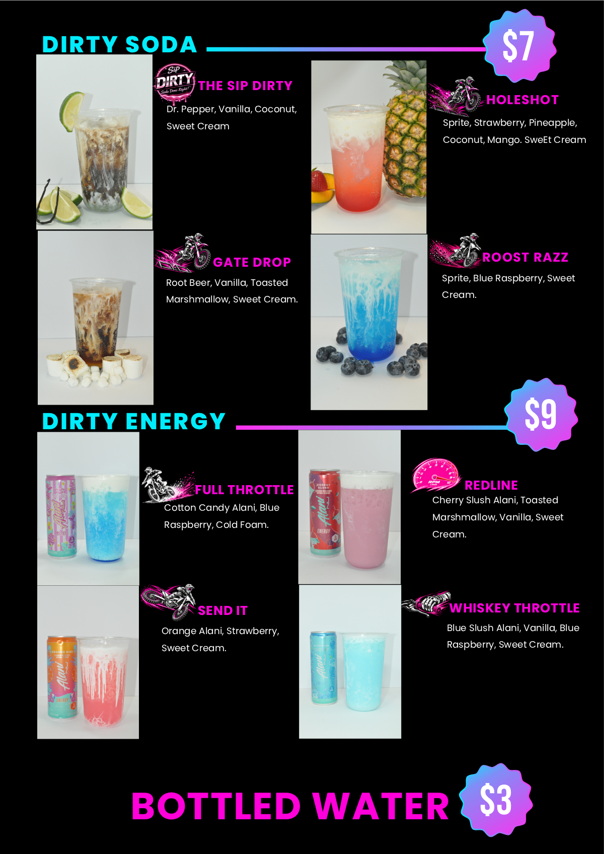 Sip Dirty Ironman Special Event Menu