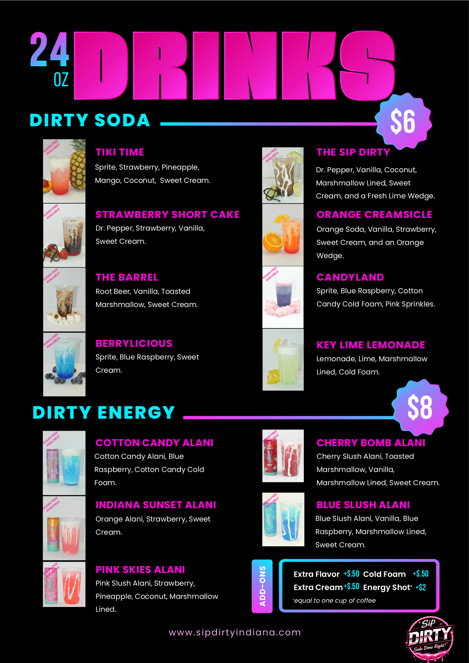 Sip Dirty Menu